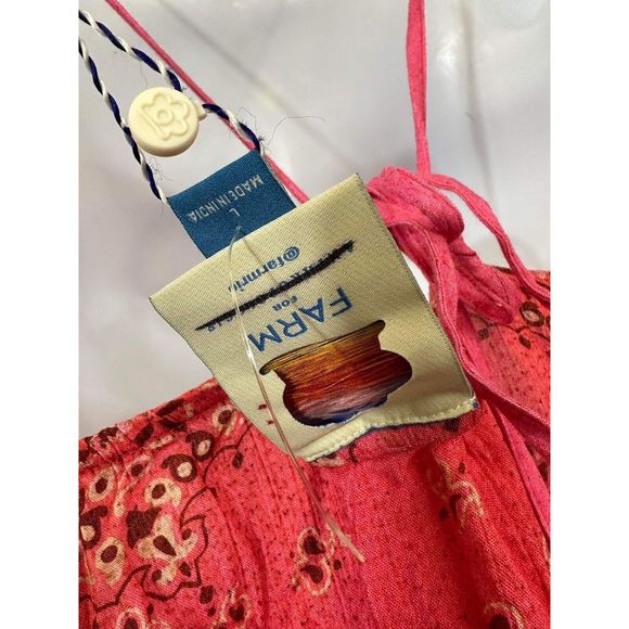 New Farm Rio Anthropologie  Maxi Dress Pink Paisley Sunset Size Large Cover Up - Picture 8 of 10